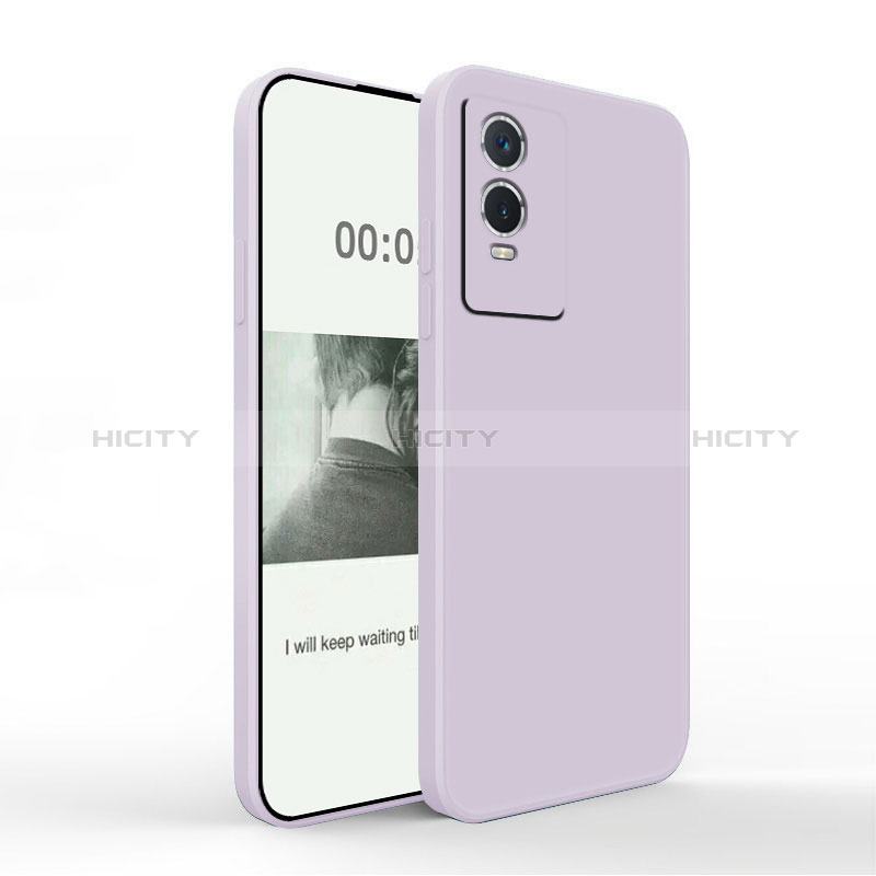 Funda Silicona Ultrafina Goma 360 Grados Carcasa YK4 para Vivo Y76s 5G Purpura Claro