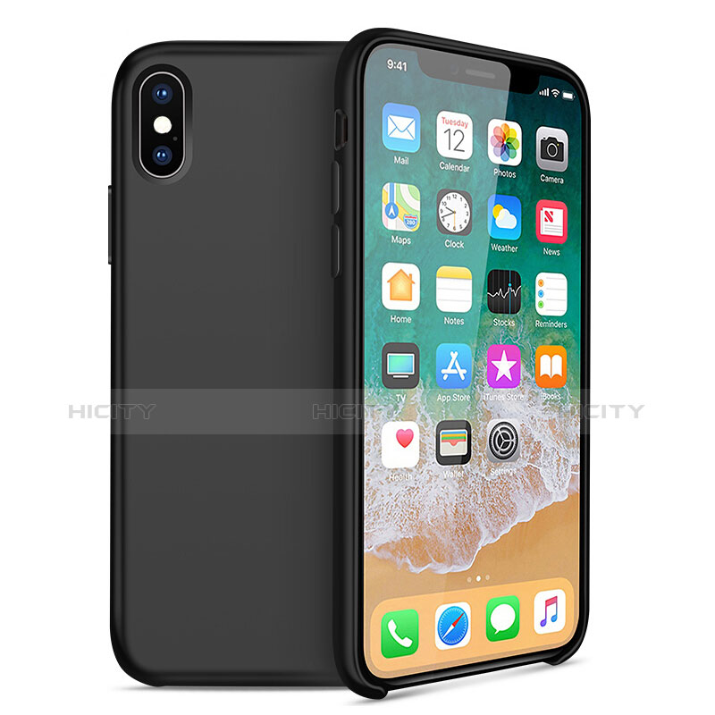 Funda Silicona Ultrafina Goma 360 Grados para Apple iPhone X Negro