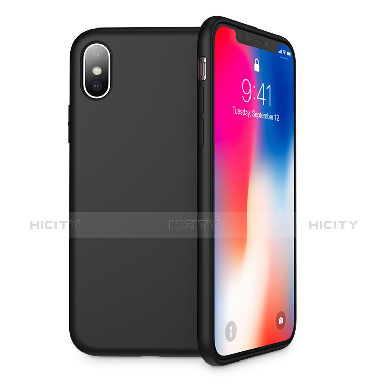 Funda Silicona Ultrafina Goma 360 Grados Z02 para Apple iPhone Xs Negro