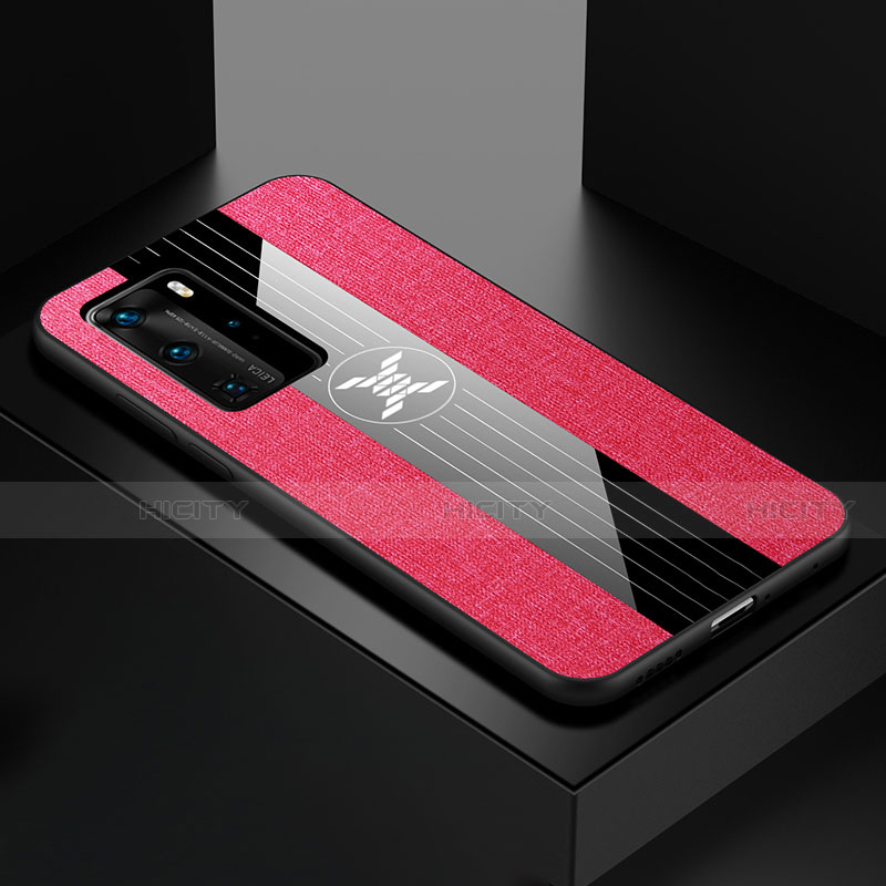 Funda Silicona Ultrafina Goma Carcasa C01 para Huawei P40 Pro Rosa Roja