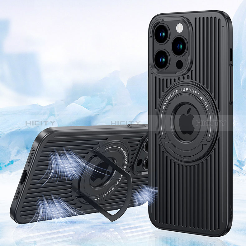 Funda Silicona Ultrafina Goma Carcasa con Mag-Safe Magnetic AC1 para Apple iPhone 13 Pro Max Negro