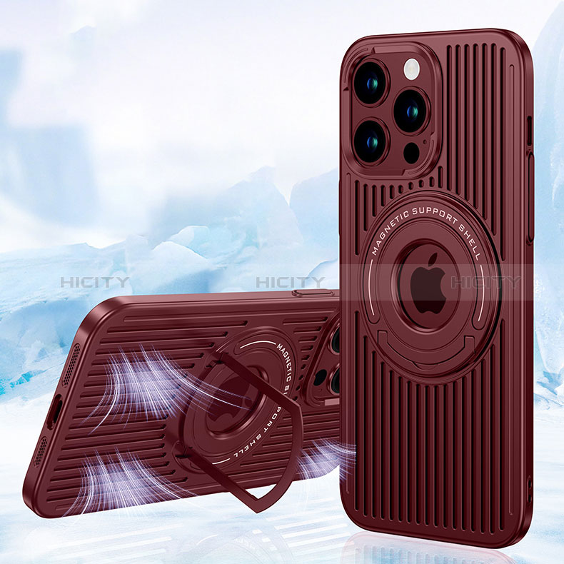 Funda Silicona Ultrafina Goma Carcasa con Mag-Safe Magnetic AC1 para Apple iPhone 13 Pro Max Rojo