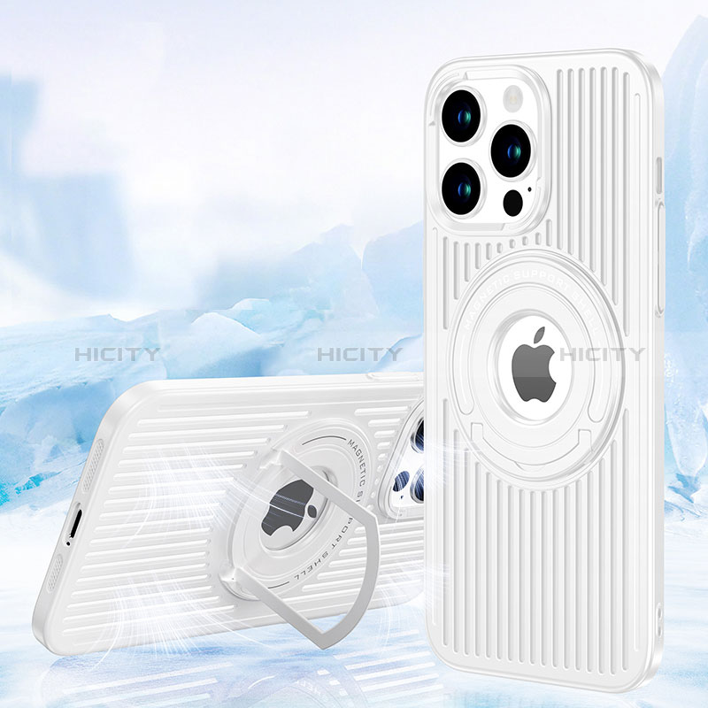 Funda Silicona Ultrafina Goma Carcasa con Mag-Safe Magnetic AC1 para Apple iPhone 15 Pro Max Blanco