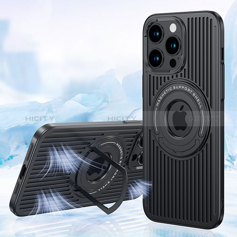 Funda Silicona Ultrafina Goma Carcasa con Mag-Safe Magnetic AC1 para Apple iPhone 15 Pro Max Negro