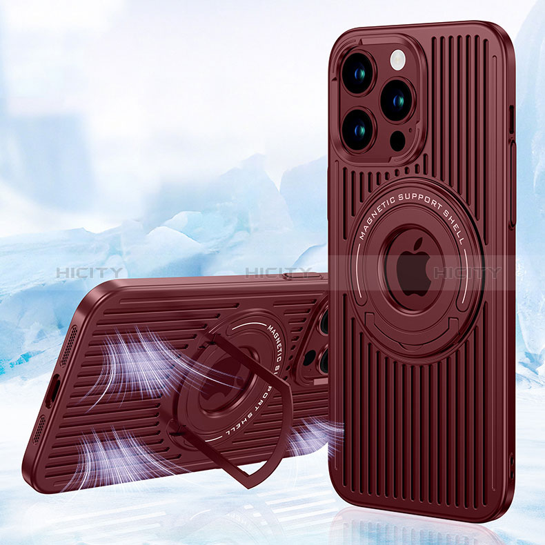 Funda Silicona Ultrafina Goma Carcasa con Mag-Safe Magnetic AC1 para Apple iPhone 15 Pro Max Rojo