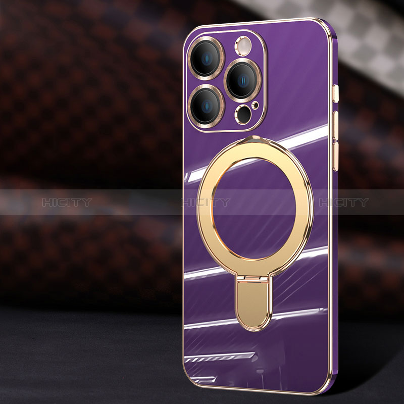 Funda Silicona Ultrafina Goma Carcasa con Mag-Safe Magnetic C01 para Apple iPhone 12 Pro Max Morado