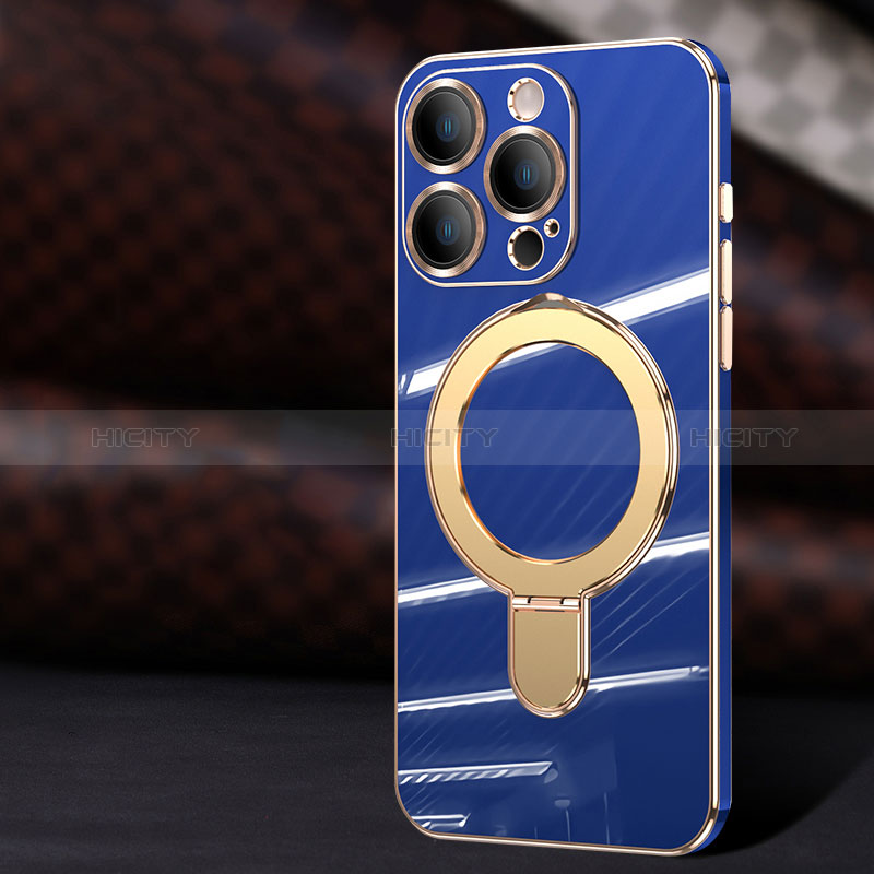 Funda Silicona Ultrafina Goma Carcasa con Mag-Safe Magnetic C01 para Apple iPhone 15 Pro Max Azul