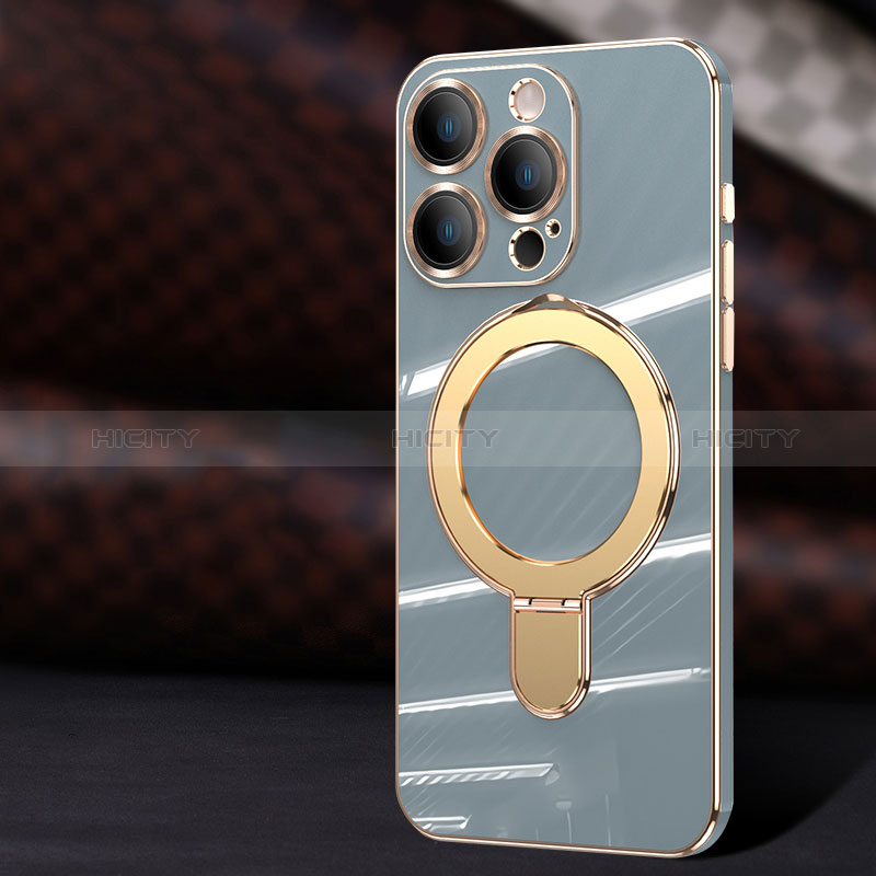 Funda Silicona Ultrafina Goma Carcasa con Mag-Safe Magnetic C01 para Apple iPhone 15 Pro Max Gris
