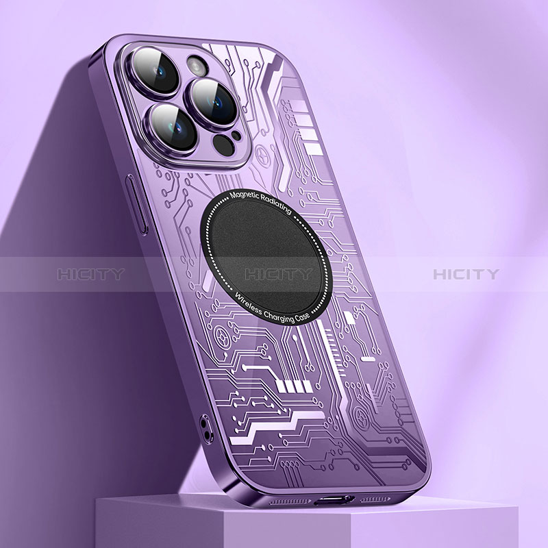 Funda Silicona Ultrafina Goma Carcasa con Mag-Safe Magnetic ZL1 para Apple iPhone 14 Pro Morado