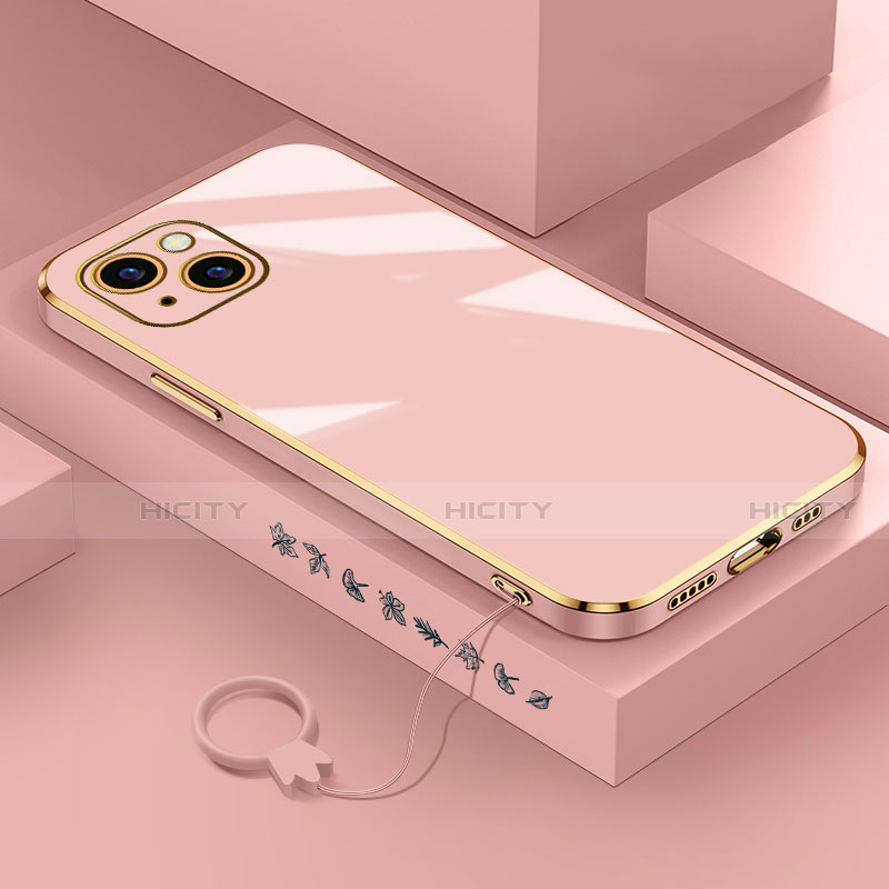 Funda Silicona Ultrafina Goma Carcasa S03 para Apple iPhone 13 Mini Oro Rosa