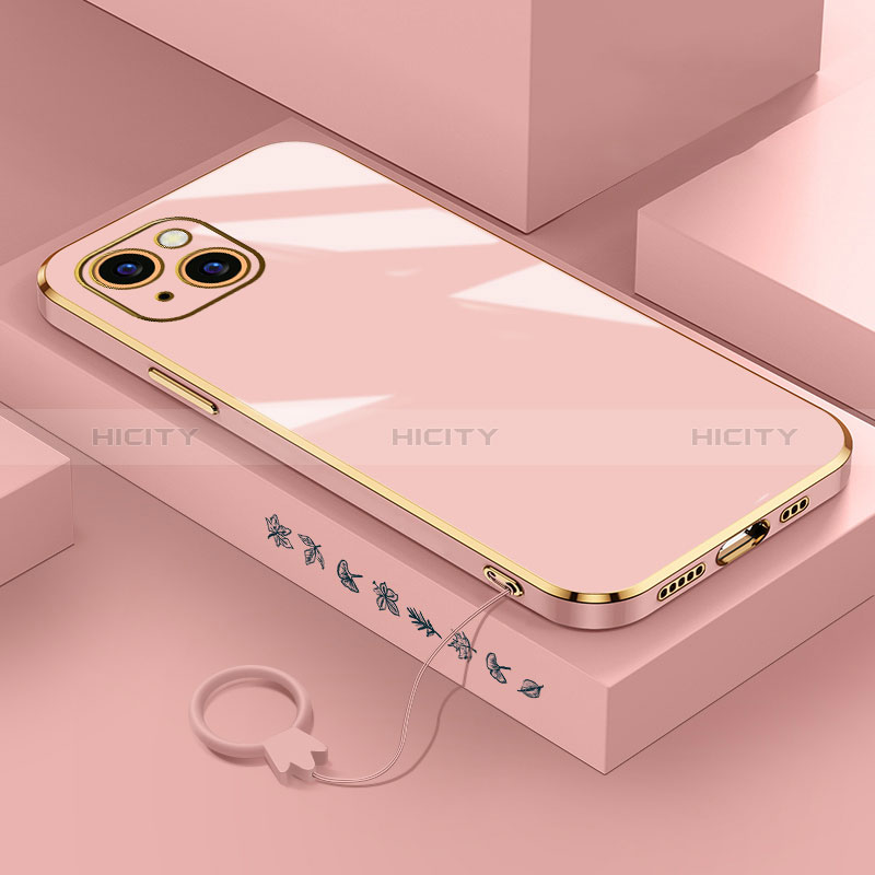 Funda Silicona Ultrafina Goma Carcasa S03 para Apple iPhone 15 Oro Rosa