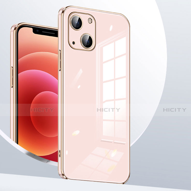 Funda Silicona Ultrafina Goma Carcasa S06 para Apple iPhone 14 Plus Oro Rosa