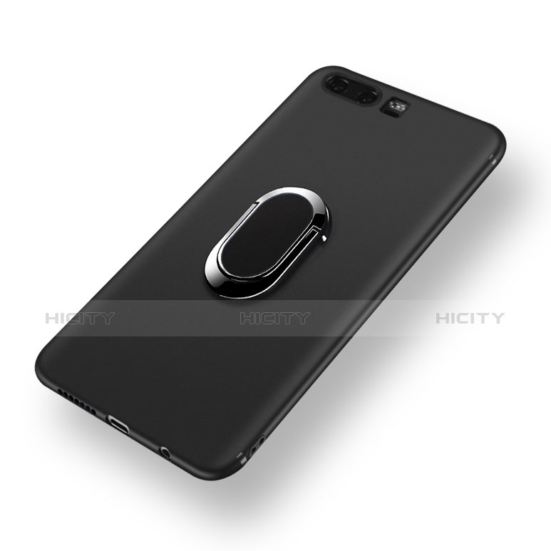 Funda Silicona Ultrafina Goma con Anillo de dedo Soporte A02 para Huawei Honor 9 Negro