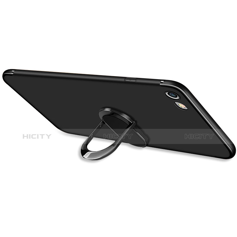 Funda Silicona Ultrafina Goma con Anillo de dedo Soporte A03 para Apple iPhone 6 Negro