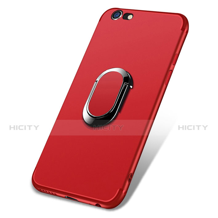 Funda Silicona Ultrafina Goma con Anillo de dedo Soporte A03 para Apple iPhone 6 Rojo