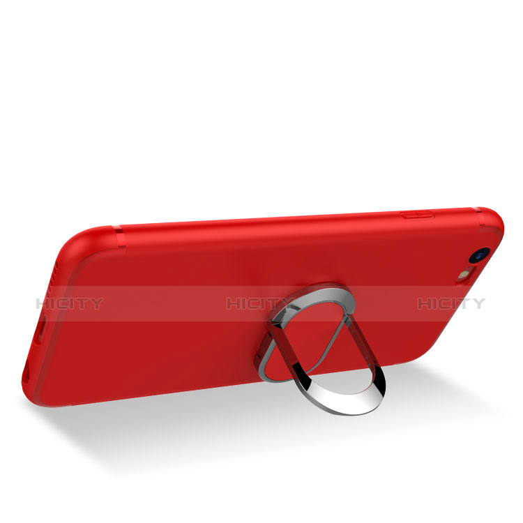 Funda Silicona Ultrafina Goma con Anillo de dedo Soporte A03 para Apple iPhone 6 Rojo