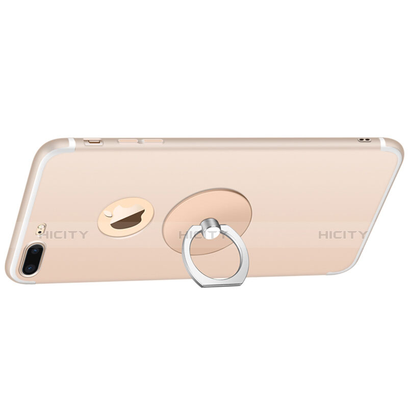 Funda Silicona Ultrafina Goma con Anillo de dedo Soporte A04 para Apple iPhone 7 Plus Oro