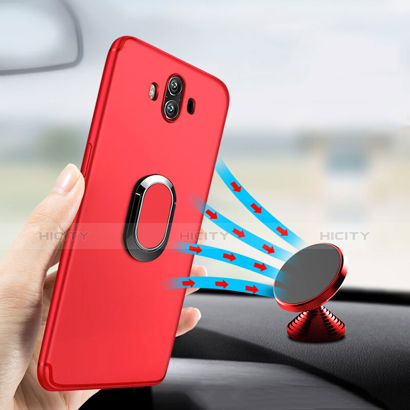 Funda Silicona Ultrafina Goma con Anillo de dedo Soporte A04 para Huawei Mate 10 Rojo