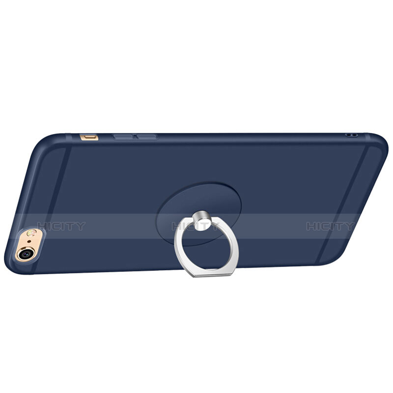 Funda Silicona Ultrafina Goma con Anillo de dedo Soporte para Apple iPhone 6 Azul