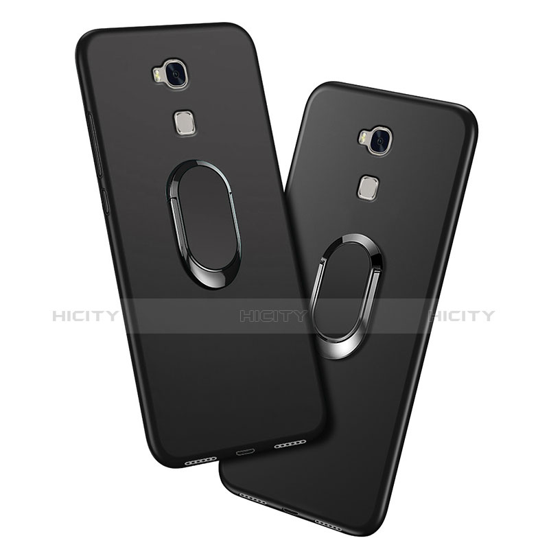 Funda Silicona Ultrafina Goma con Anillo de dedo Soporte para Huawei GR5 Negro