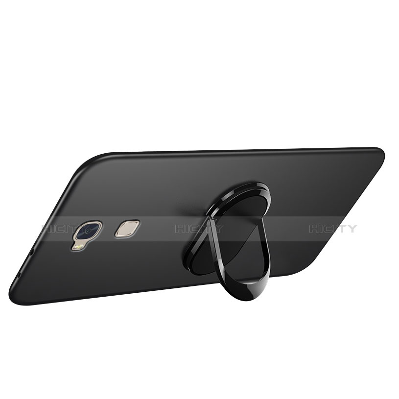 Funda Silicona Ultrafina Goma con Anillo de dedo Soporte para Huawei GR5 Negro