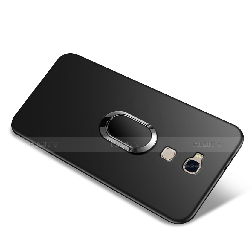 Funda Silicona Ultrafina Goma con Anillo de dedo Soporte para Huawei GR5 Negro