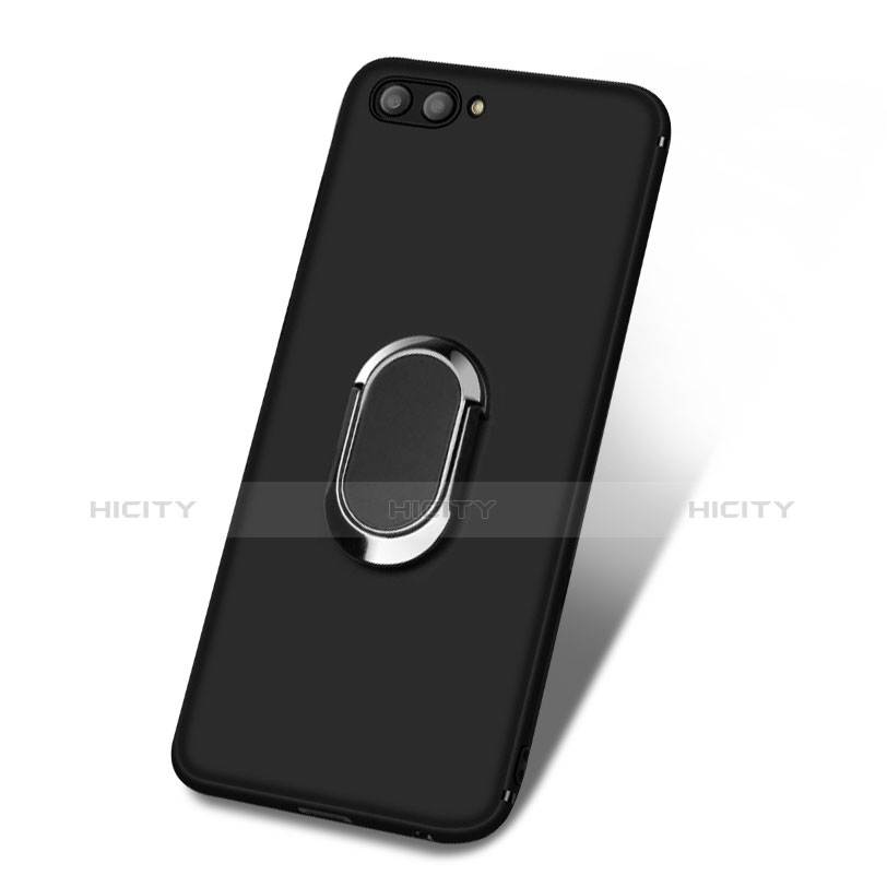 Funda Silicona Ultrafina Goma con Anillo de dedo Soporte para Huawei Nova 2S Negro