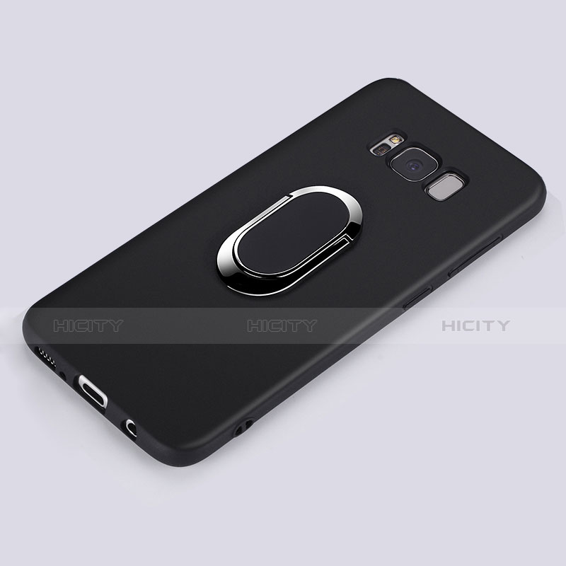 Funda Silicona Ultrafina Goma con Anillo de dedo Soporte para Samsung Galaxy S8 Plus Negro