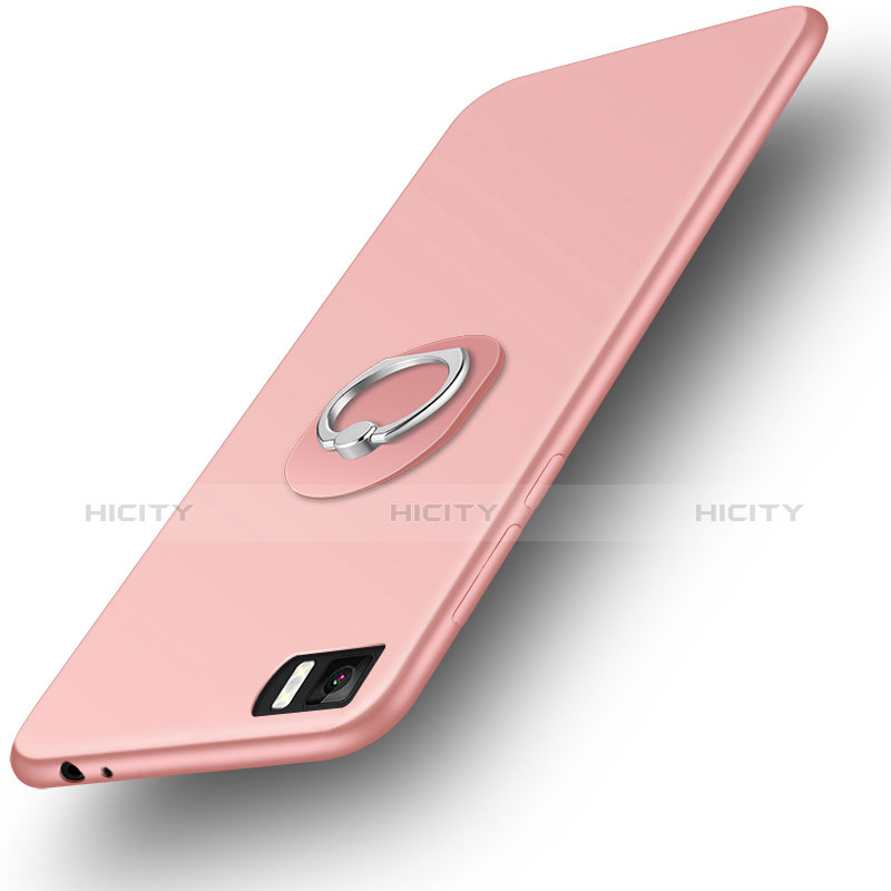 Funda Silicona Ultrafina Goma con Anillo de dedo Soporte para Xiaomi Mi 3 Oro Rosa