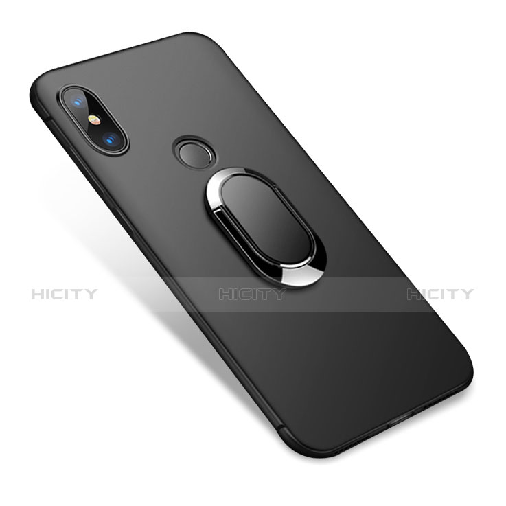 Funda Silicona Ultrafina Goma con Anillo de dedo Soporte para Xiaomi Redmi Note 5 Negro