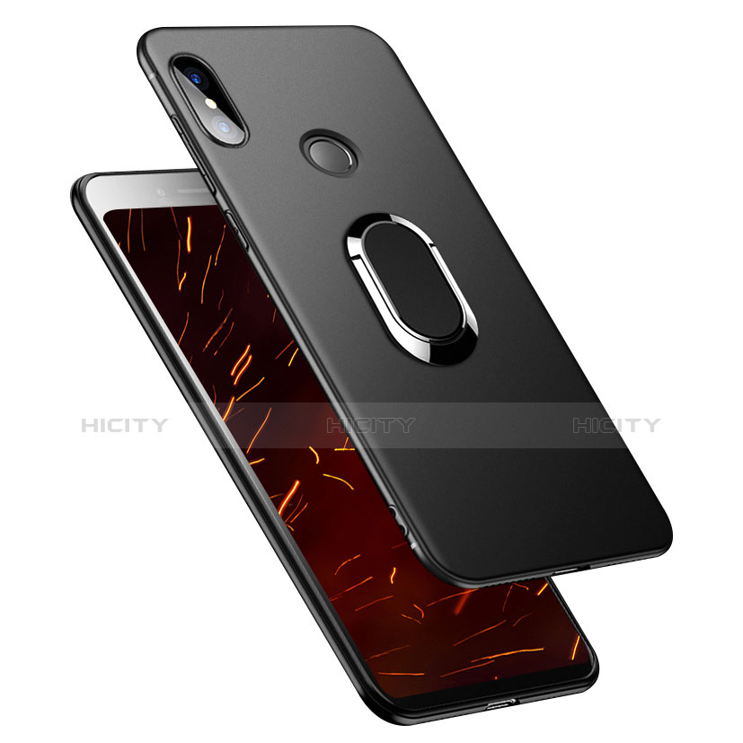 Funda Silicona Ultrafina Goma con Anillo de dedo Soporte para Xiaomi Redmi S2 Negro