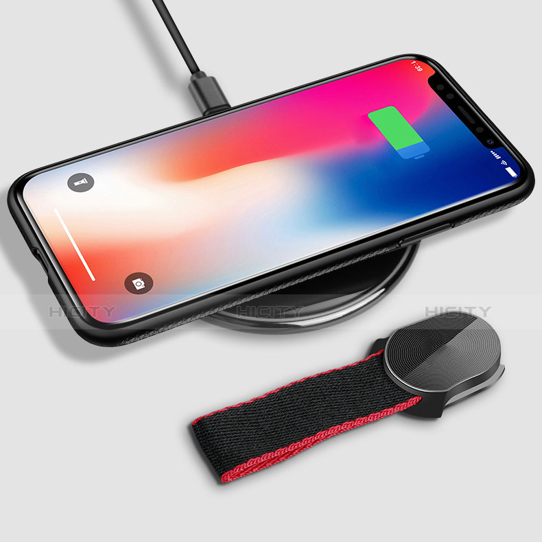 Funda Silicona Ultrafina Goma con Anillo de dedo Soporte T01 para Apple iPhone X Negro