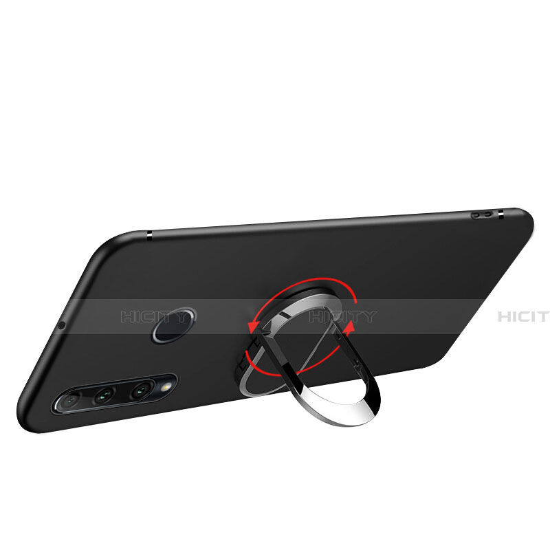 Funda Silicona Ultrafina Goma con Magnetico Anillo de dedo Soporte para Huawei Honor 20E Negro