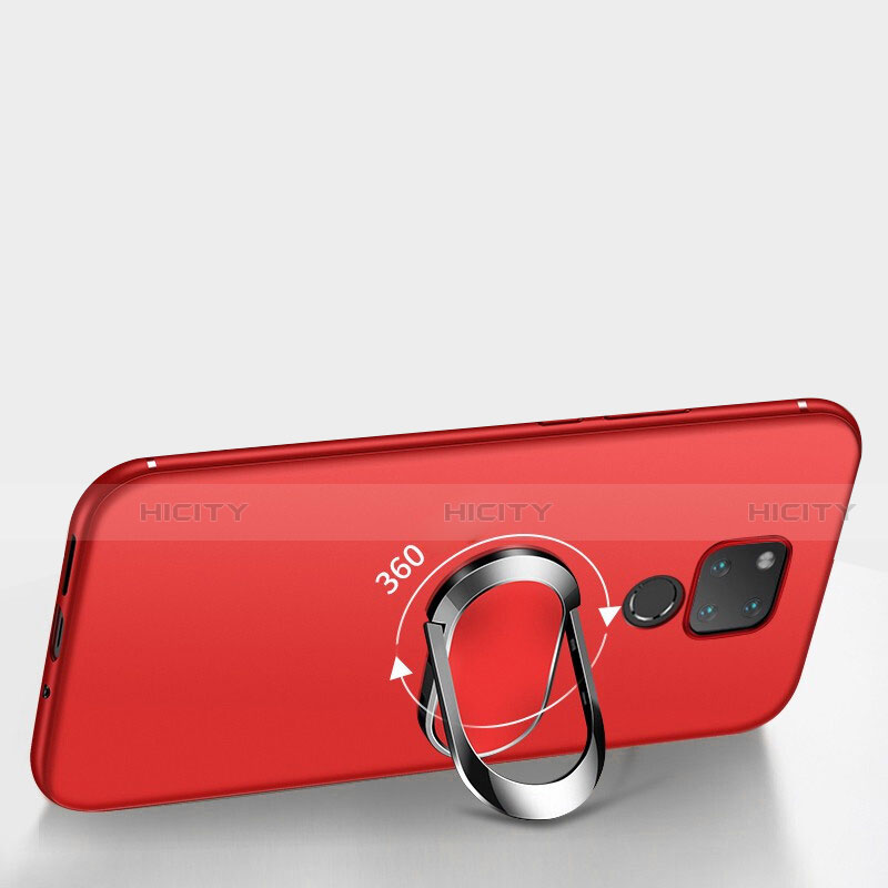 Funda Silicona Ultrafina Goma con Magnetico Anillo de dedo Soporte para Huawei Mate 20 X 5G Rojo