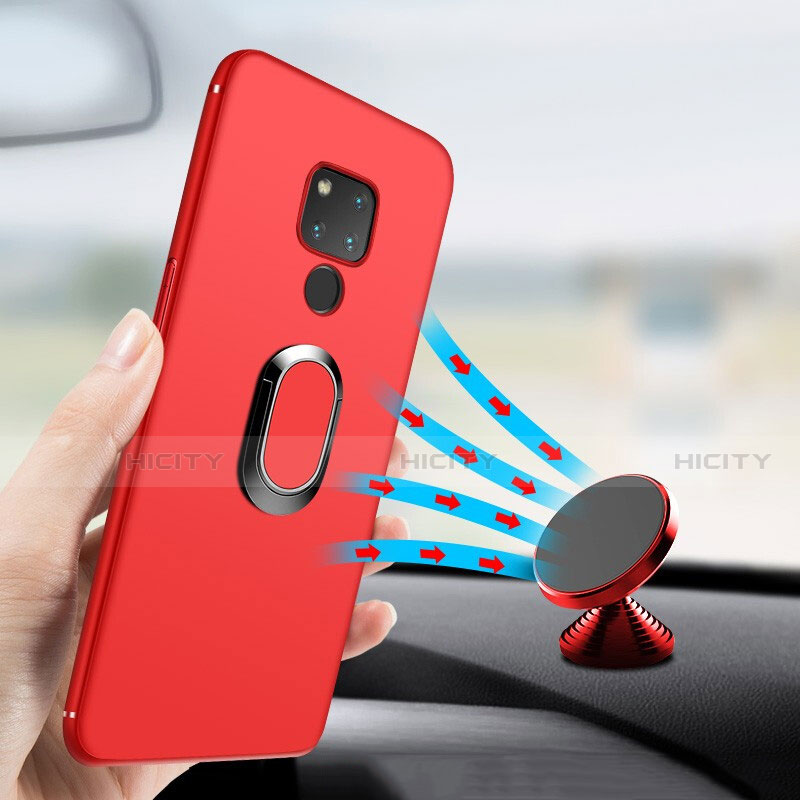 Funda Silicona Ultrafina Goma con Magnetico Anillo de dedo Soporte para Huawei Mate 20 X 5G Rojo