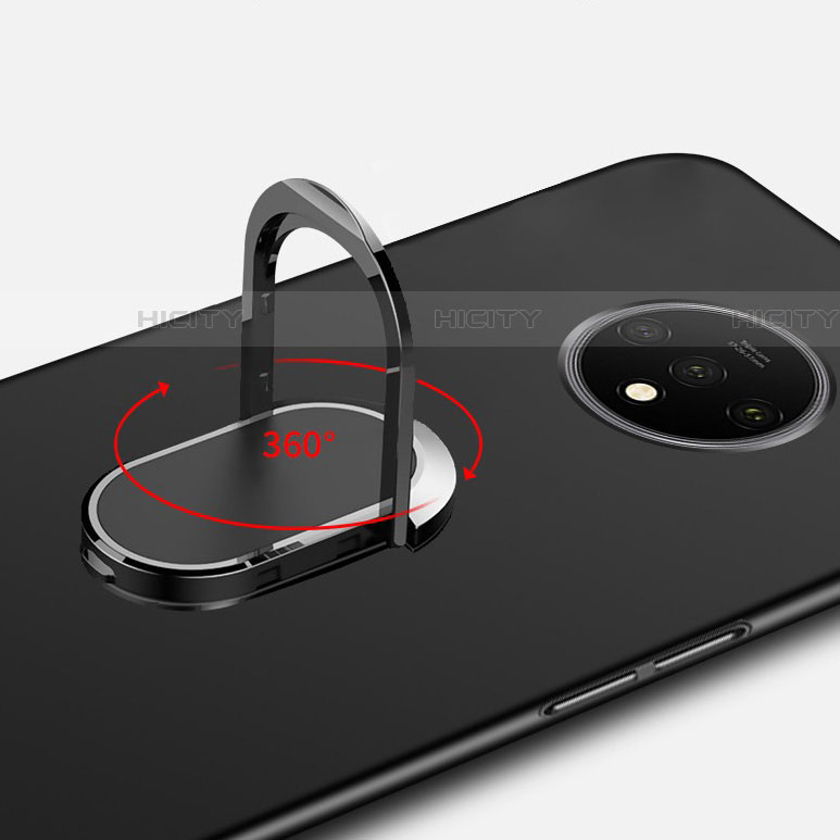 Funda Silicona Ultrafina Goma con Magnetico Anillo de dedo Soporte para OnePlus 7T Negro