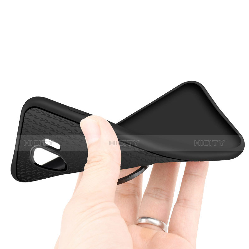 Funda Silicona Ultrafina Goma con Magnetico Anillo de dedo Soporte para Samsung Galaxy Grand Prime Pro (2018) Negro