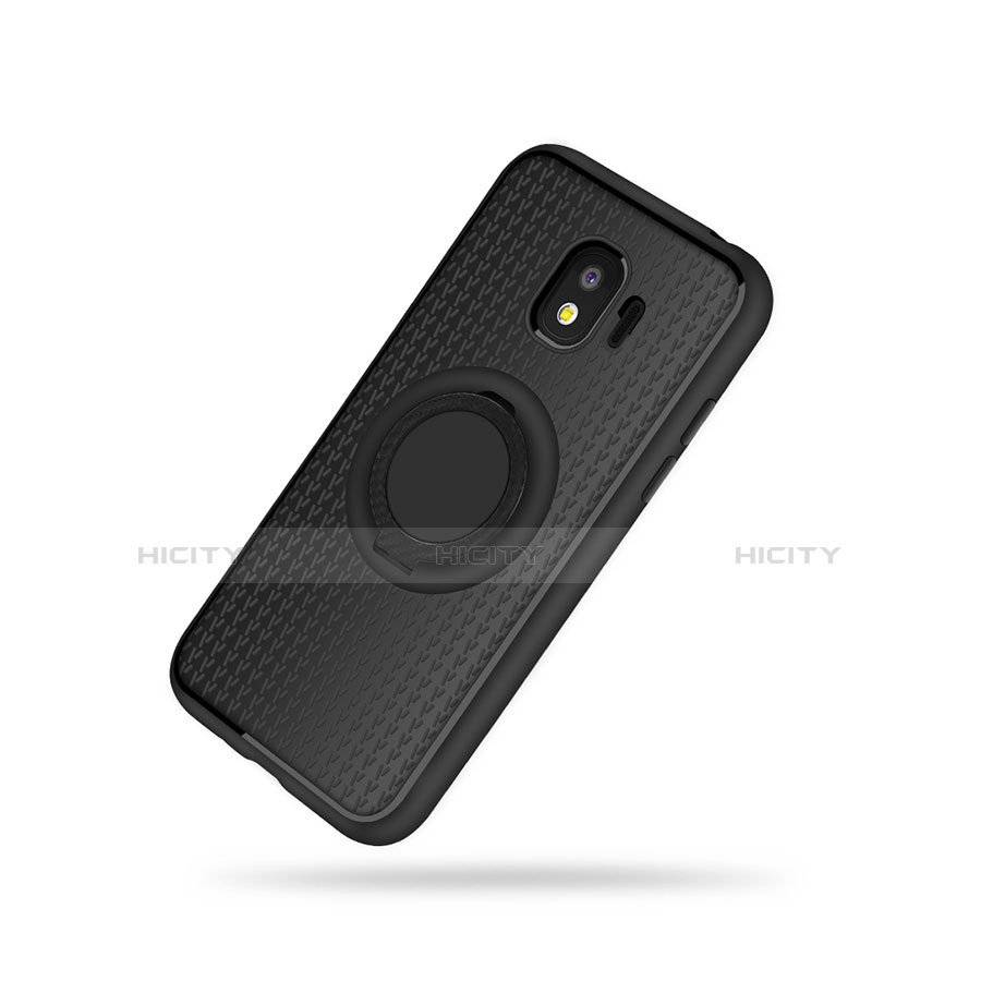 Funda Silicona Ultrafina Goma con Magnetico Anillo de dedo Soporte para Samsung Galaxy Grand Prime Pro (2018) Negro