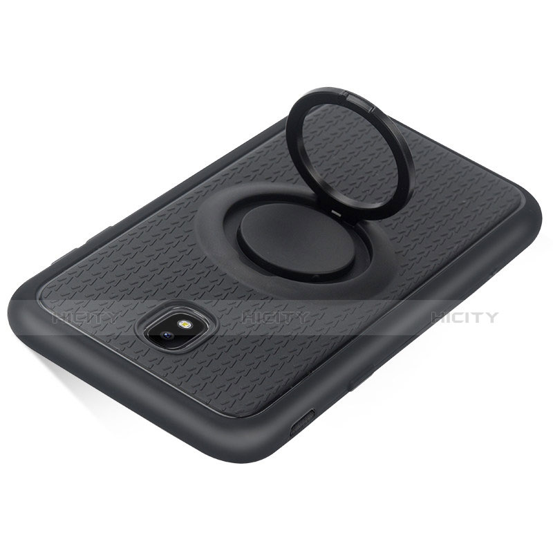 Funda Silicona Ultrafina Goma con Magnetico Anillo de dedo Soporte para Samsung Galaxy J5 Pro (2017) J530Y Negro