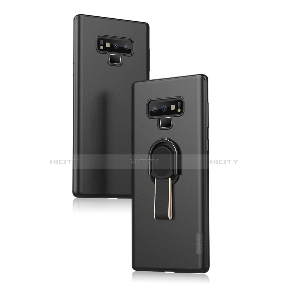 Funda Silicona Ultrafina Goma con Magnetico Anillo de dedo Soporte para Samsung Galaxy Note 9 Negro