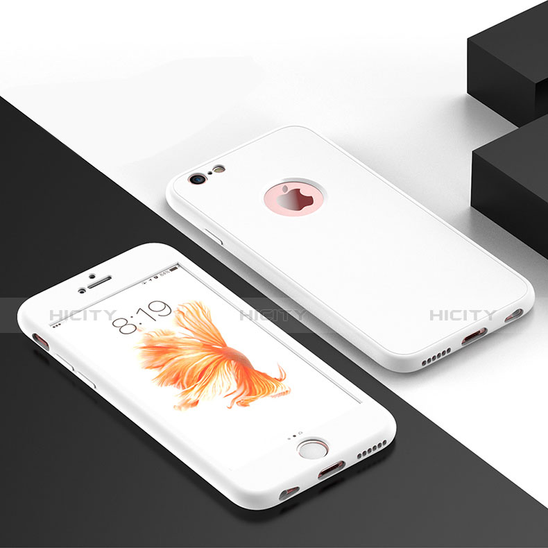 Funda Silicona Ultrafina Goma Frontal y Trasera 360 Grados para Apple iPhone 6 Blanco