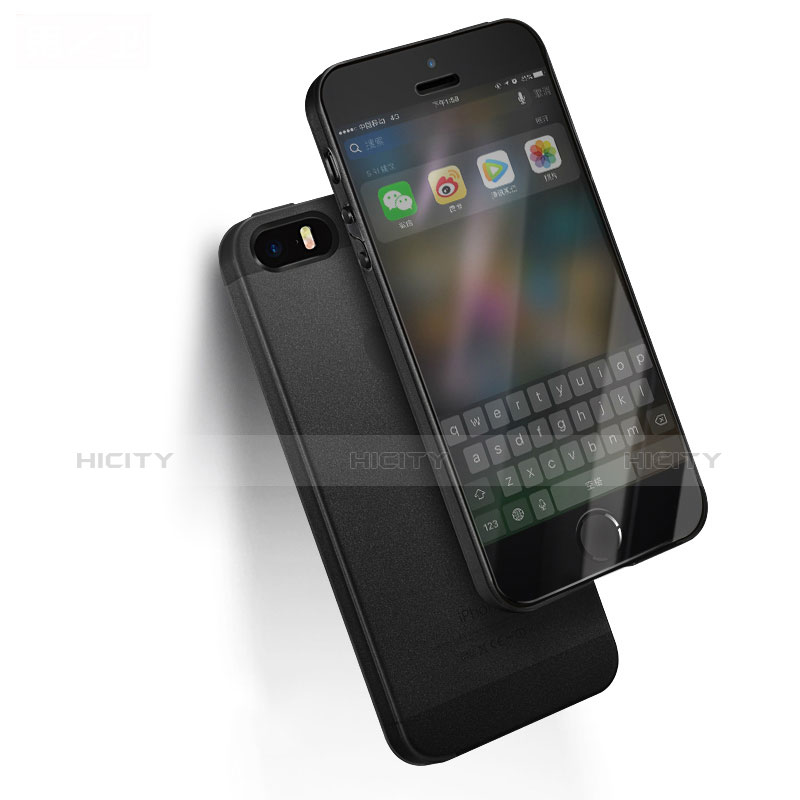 Funda Silicona Ultrafina Goma para Apple iPhone 5 Negro