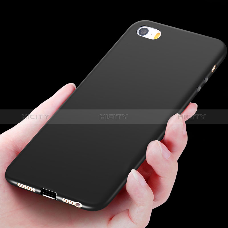 Funda Silicona Ultrafina Goma R01 para Apple iPhone 5S Negro