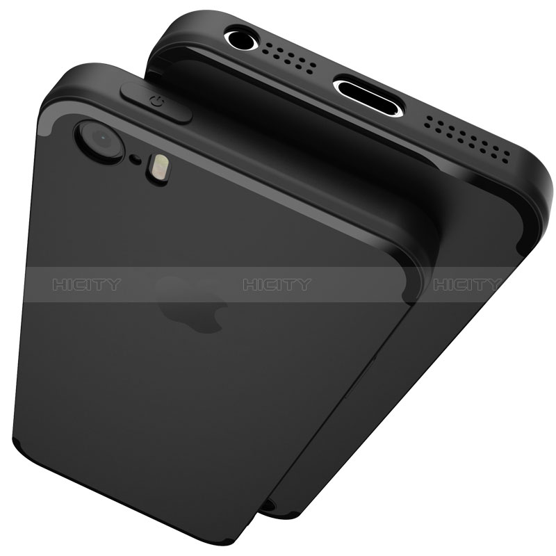 Funda Silicona Ultrafina Goma U02 para Apple iPhone 5 Negro