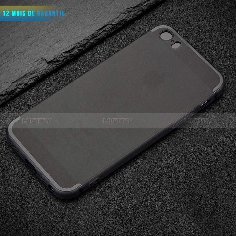 Funda Silicona Ultrafina Goma U02 para Apple iPhone 5 Negro