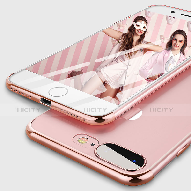 Funda Silicona Ultrafina Transparente A07 para Apple iPhone 7 Plus Oro Rosa