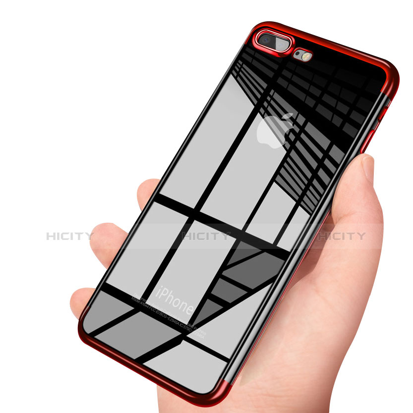 Funda Silicona Ultrafina Transparente A07 para Apple iPhone 7 Plus Rojo