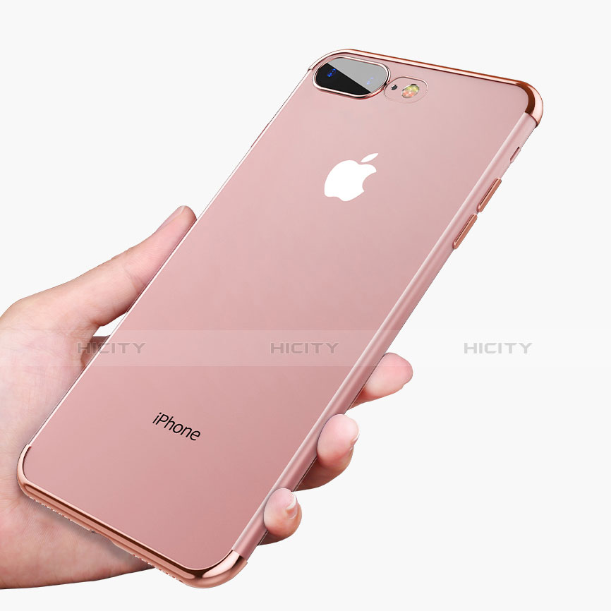 Funda Silicona Ultrafina Transparente A07 para Apple iPhone 8 Plus Oro Rosa