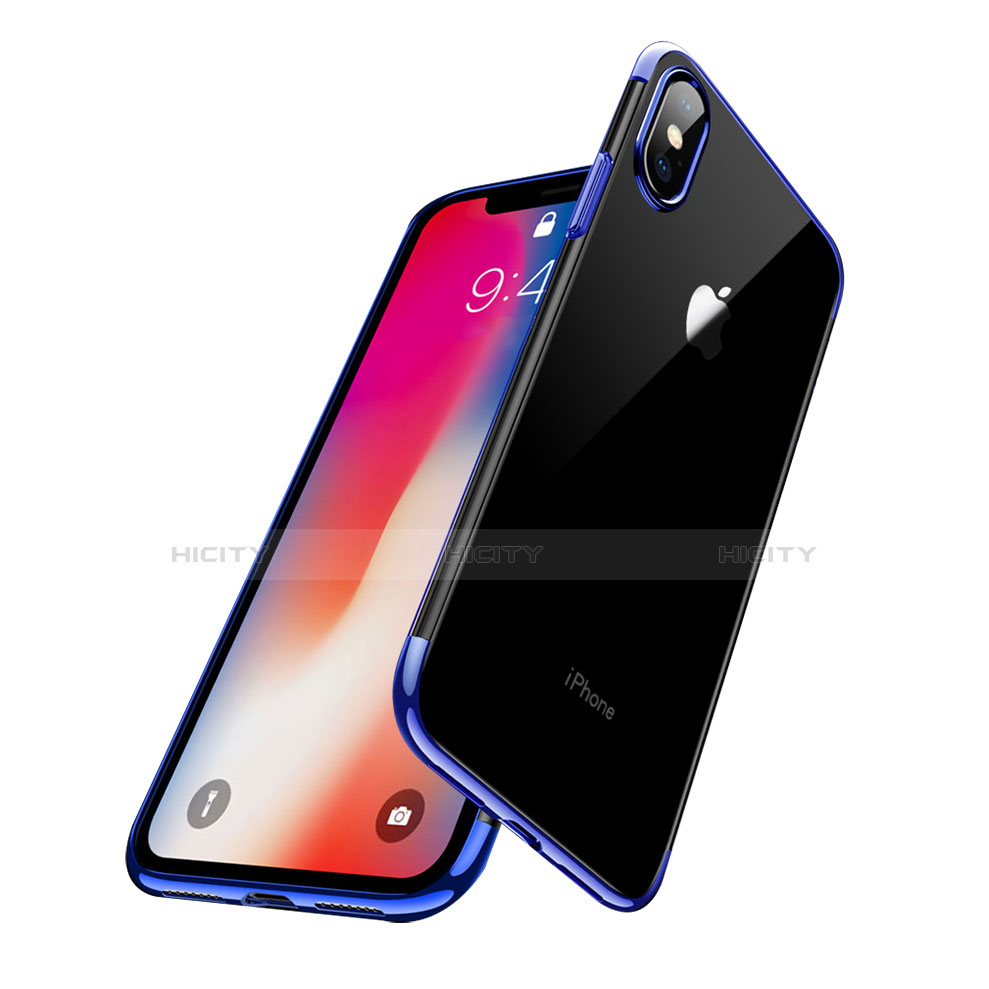 Funda Silicona Ultrafina Transparente C01 para Apple iPhone X Azul