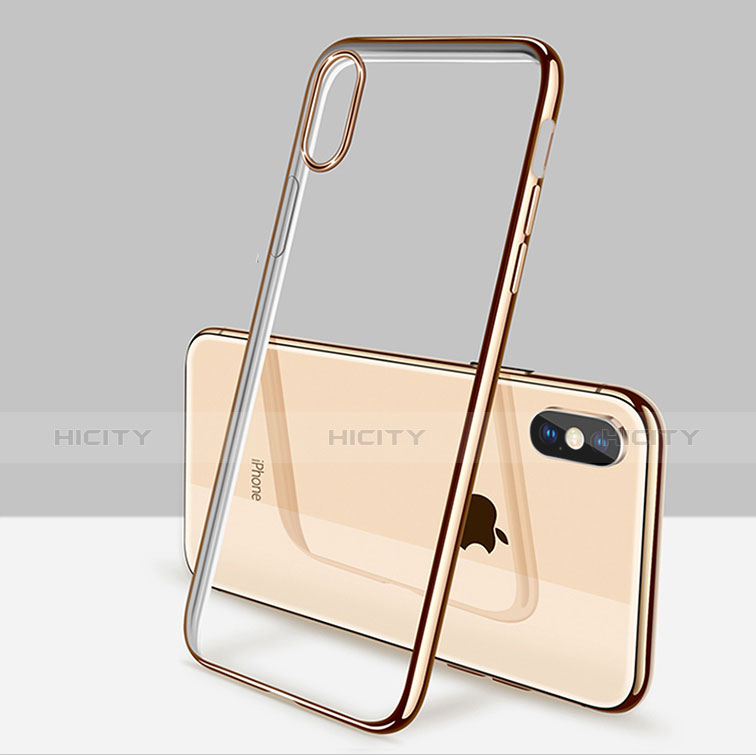 Funda Silicona Ultrafina Transparente C11 para Apple iPhone X Oro